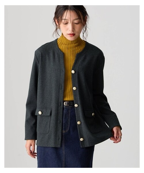 nissen（ニッセン）の「洗濯機で洗えるやわらか綿混ウール見えカットソーキーネックやわらかジャケット＜大きいサイズ有＞（ジャケット/アウター・レディース・杢ベージュ/杢チャコールグレー・S/M/L/LL/3L/4L/5L/6L/8L/10L）」の22枚目の写真