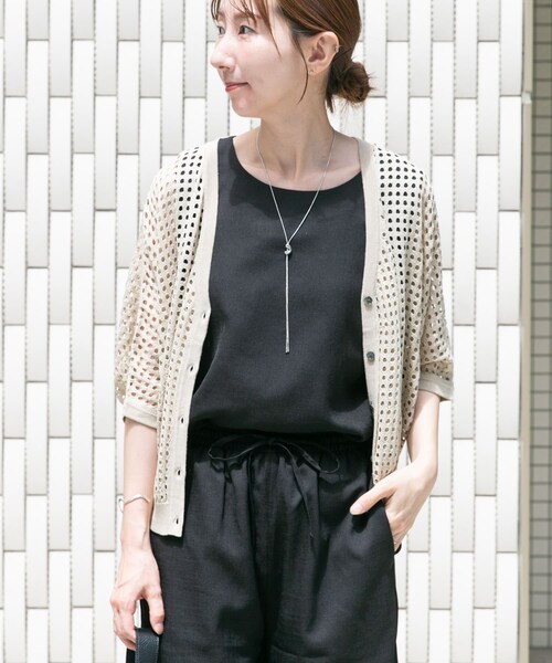 ITEMS URBANRESEARCH（アイテムズ アーバンリサーチ）の「メッシュニットカーディガン（ニット/セーター・レディース・BRN/BLK/GREGE・Free）」の11枚目の写真