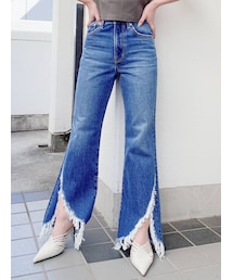 GYDA | HEMフリンジストレートデニムパンツ(デニムパンツ)