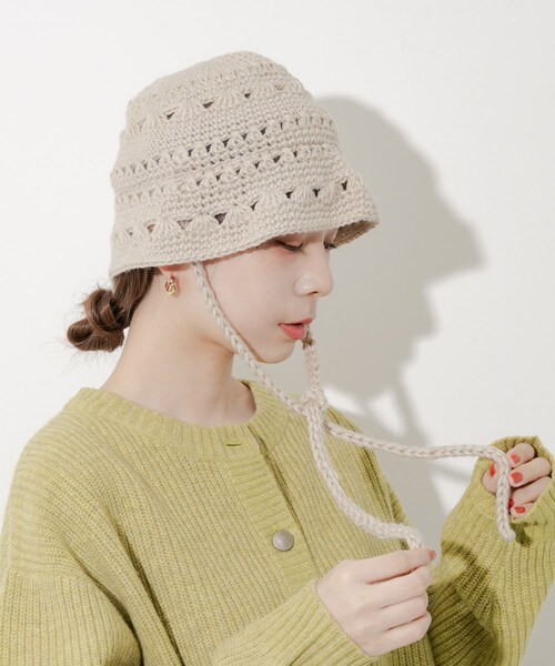 SMELLY（スメリー）の「クロシェニットハット（ハット・レディース・BEG/BLK・-）」の11枚目の写真