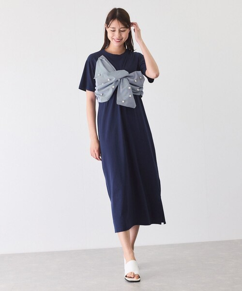 Jayro（ジャイロ）の「デコリボンパールドッキングワンピース（ワンピース・レディース・ブラック/グレー/ネイビー・M）」の3枚目の写真