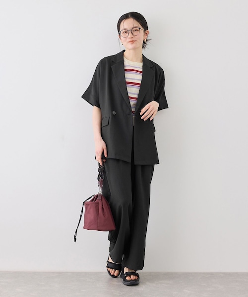 ROPE' PICNIC(ロペピクニック)の「エアリーリネンライク ドルマンジャケット/接触冷感・UVカット・速乾(テーラードジャケット・レディース・ブラック/ダークブラウン/キャメル/ベージュ/ネイビー・F)」の12枚目の写真