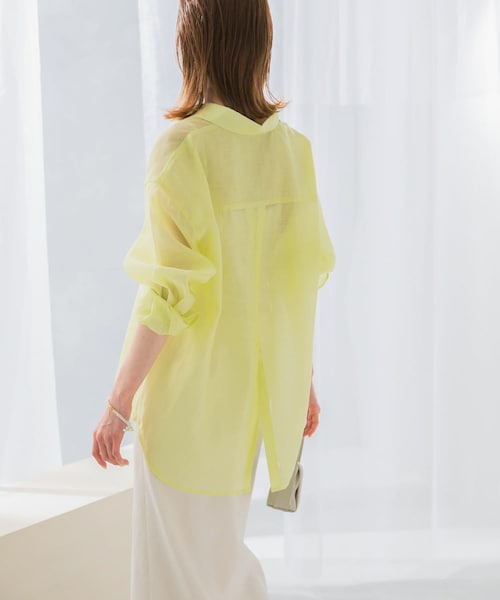 URBAN RESEARCH ROSSO（アーバンリサーチロッソ）の「リネンタッチイージーケアオーバーシャツ（シャツ/ブラウス・レディース・WHITE/LEMON/BLUE/NAVY・FREE）」の4枚目の写真