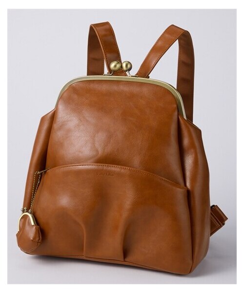 nissen（ニッセン）の「１０ポケットレトロデザインがま口リュック　Poche Lab(ポッシェ ラボ)（ベビーがま口付）（バックパック/リュック・メンズ・黒/キャメル/ボルドー・Y）」の2枚目の写真