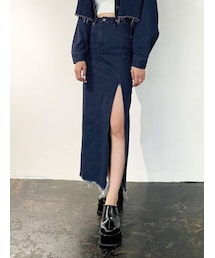 EMODA | 【セットアップ着用可】フリーリースリットデニムマキシスカート(スカート)