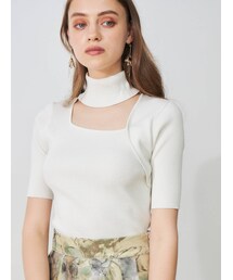 MERCURYDUO | アシメカッティングハイネックリブニット(ニット/セーター)