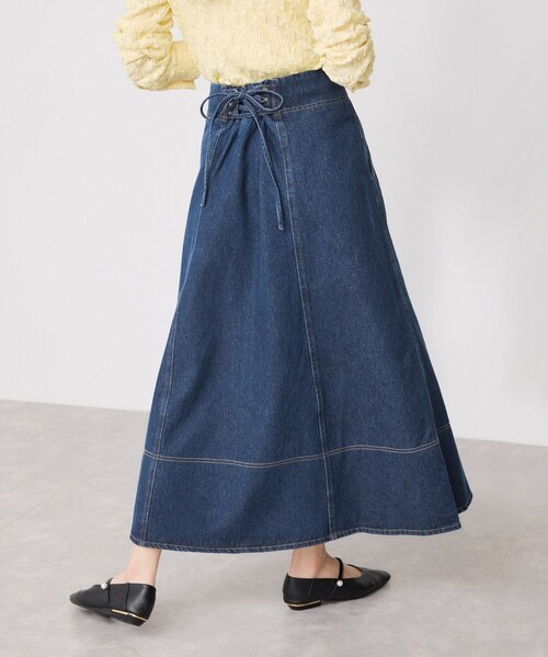 VIS（ビス）の「バックレースアップフレアデニムスカート/イージーケア（デニムスカート・レディース・ブルー/ブルー系・M/S）」の10枚目の写真