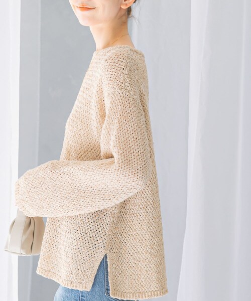 URBAN RESEARCH ROSSO（アーバンリサーチロッソ）の「透かし編みラメニット（ニット/セーター・レディース・beige/mt×turq・FREE）」の13枚目の写真