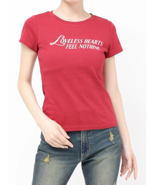 EVRIS（エヴリス）の「タイトグラフィックTシャツ（Tシャツ/カットソー・レディース・ホワイト/グレー/ブラック/レッド・F）」の8枚目の写真