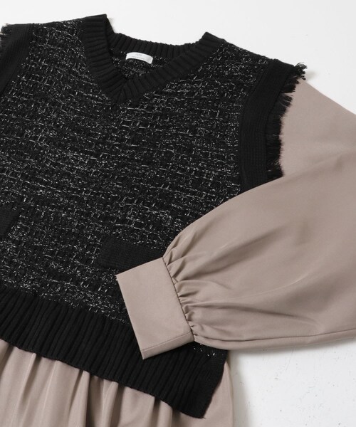 ITEMS URBANRESEARCH(アイテムズ アーバンリサーチ)の「ツイードニットドッキングワンピース(ワンピース・レディース・BLK×WHT/BLK・FREE)」の10枚目の写真