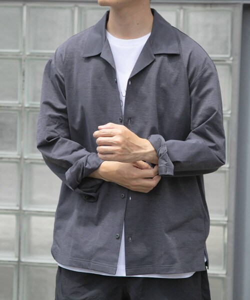 ITEMS URBANRESEARCH（アイテムズ アーバンリサーチ）の「ペーパータッチオープンカラーシャツ（シャツ/ブラウス・メンズ・GRY/KHK/BLK・M/L）」の14枚目の写真