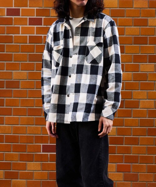 ADAM ET ROPE'（アダムエロペ）の「《別注》【BONCOURA/ボンクラ】オープンカラーネルシャツ ブロックチェック（シャツ/ブラウス・メンズ・ブラック・36/38/40/42）」の12枚目の写真