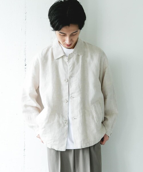 URBAN RESEARCH DOORS(アーバンリサーチドアーズ)の「シルケットリネン シャツジャケット(テーラードジャケット・メンズ・ECRU/BROWN/INK BLACK・M/L)」の9枚目の写真