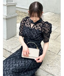dazzlin | ネックツイスト刺繍レースドレス(ドレス)