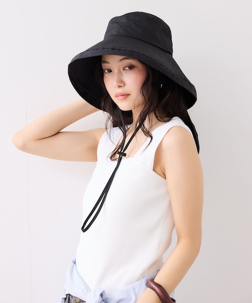 VIS(ビス)の「マイナス18℃ネックカバーつきUVハット/遮熱・UVカット・撥水(ハット・レディース・ブラック/ベージュ・F)」の1枚目の写真