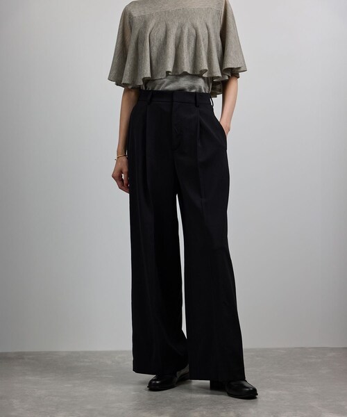 ROPE'（ロペ）の「ワンタックストレートワイドパンツ【REGGIANI（レッジアーニ）】（その他パンツ・レディース・ブラック/ベージュ・36/38/40）」の12枚目の写真