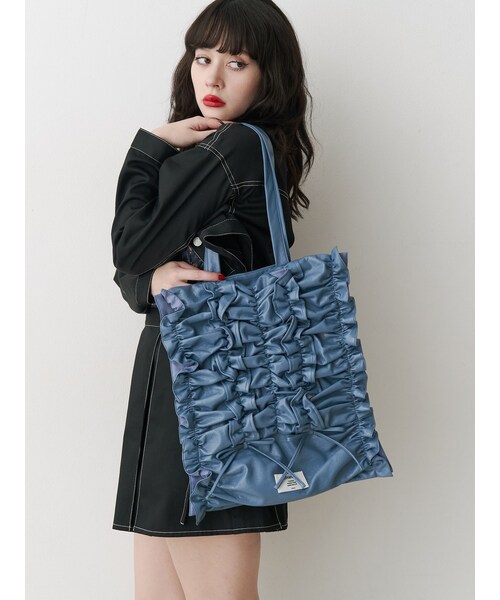 jouetie（ジュエティ）の「リボンギャザートートBAG（ハンドバッグ・レディース・オフホワイト/ブラック/レッド/ブルー・F）」の3枚目の写真