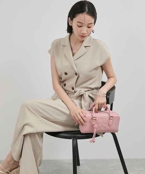 VIS（ビス）の「エアタン加工リラックスロンパース（サロペット/オーバーオール・レディース・ブラック/ベージュ系・F）」の7枚目の写真