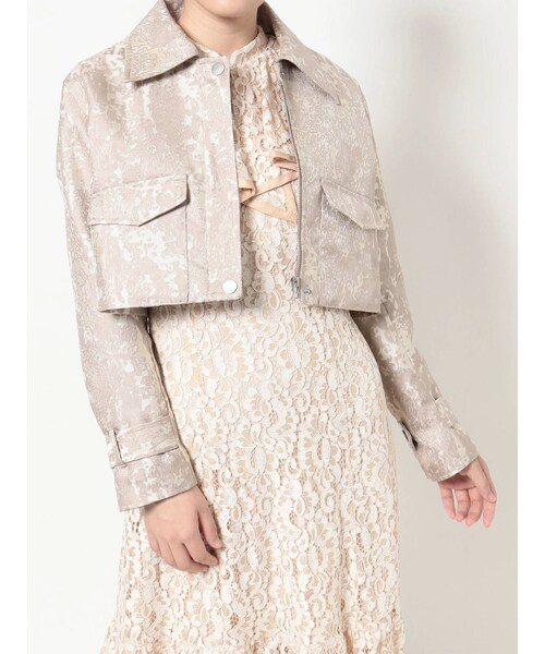 dazzlin（ダズリン）の「スーパーショートジャケット（ライダースジャケット・レディース・アイボリー/ブラック/ミックス・F）」の3枚目の写真