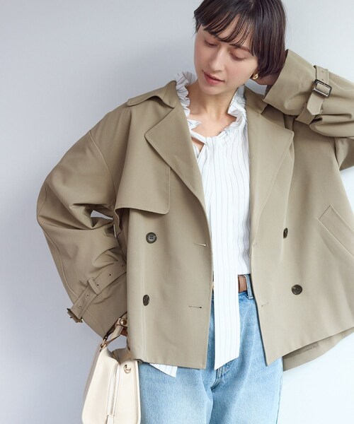 ROPE' PICNIC（ロペピクニック）の「ショート丈トレンチコート/撥水・花粉ガード（トレンチコート・レディース・ベージュ/カーキ/ネイビー・F）」の2枚目の写真