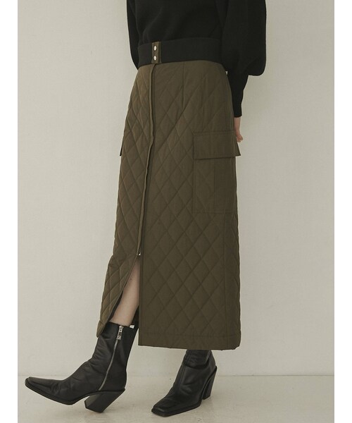 COTORICA（コトリカ）の「キルティングウール切替タイトスカート【セットアップ対応】（スカート・レディース・ブラック/カーキ/アイボリー・F）」の5枚目の写真