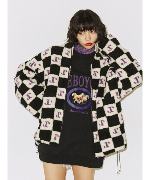 jouetie（ジュエティ）の「パターンボアジャケット（その他アウター・レディース・アイボリー/ブラック/レッド/ブルー/ネイビー/パープル/ベージュ・M）」の6枚目の写真