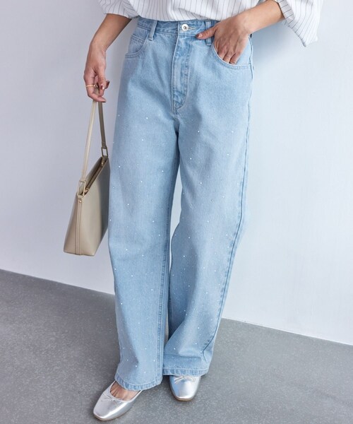 ROPE' PICNIC（ロペピクニック）の「パールキラキラビジューデニム（デニムパンツ・レディース・ネイビー/ブルー/ブラック系・L/M/S）」の22枚目の写真