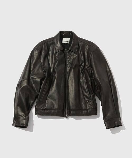 ADAM ET ROPE / ハーフジップ/ジャケット/FREE/羊革/BLK/GML-12070-B ADAM ET ROPE'（アダムエロペ）の「オーバーサイズ シープレザー