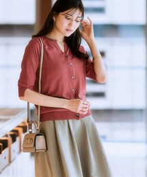 7days Life Styling | （接触冷感・毛玉になりにくい・ＵＶカット） 綿混スキッパーネックニットカーディガン(カーディガン/ボレロ)