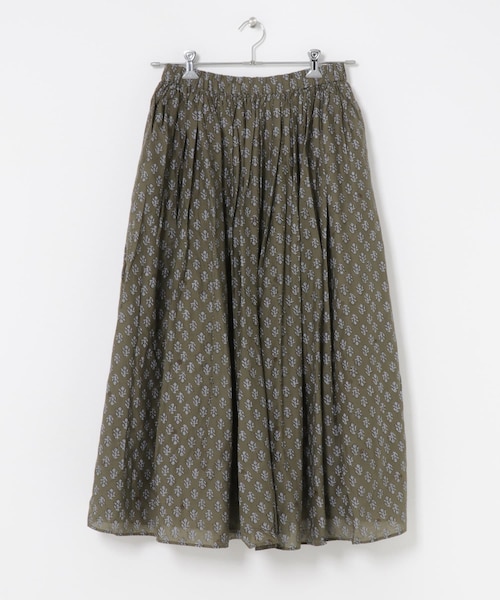 かぐれ（カグレ）の「maison de soil　FLOWER BLOCK PRINT SKIRT（スカート・レディース・NVY/OLV・2）」の2枚目の写真