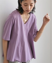 CHIC STYLE | 大きいサイズ綿100％フレア切替カットソープルオーバーシックスタイル(Tシャツ/カットソー)