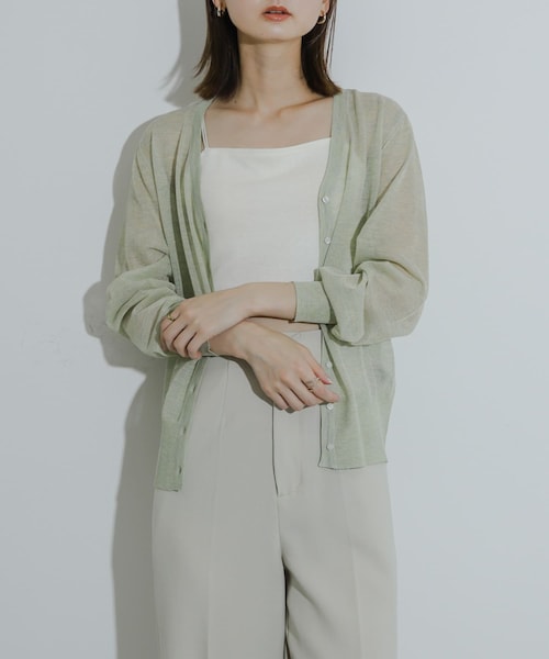 SENSE OF PLACE by URBAN RESEARCH（センスオブプレイスバイアーバンリサーチ）の「シアーメランジラメカーディガン（カーディガン/ボレロ・レディース・CHARCOAL/YELLOW/ORANGE・one）」の2枚目の写真