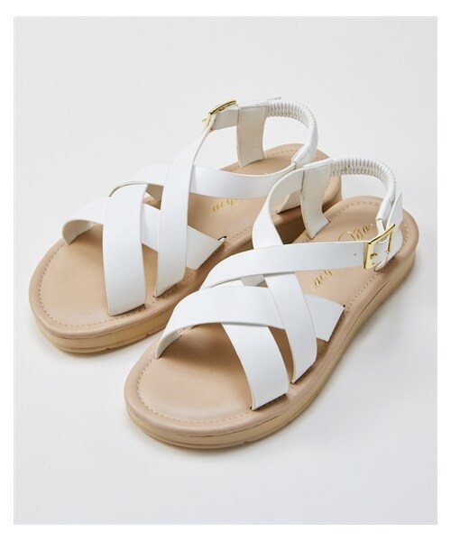 nissen（ニッセン）の「【ゆったり幅広】曲がるクッションソールクロスベルトサンダル（ワイズ４Ｅ）（サンダル・メンズ・黒/ブラウン/ホワイト/シャンパンゴールド・M=23.0~23.5cm/4E/L=24.0~24.5cm/4E/LL=25.0~25.5cm/4E/3L=26.0~26.5cm/4E）」の4枚目の写真