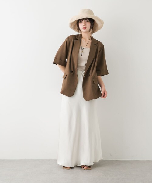 SENSE OF PLACE by URBAN RESEARCH（センスオブプレイスバイアーバンリサーチ）の「『UR TECH DRYLUXE』リネンライクジャケット（テーラードジャケット・レディース・GREIGE/CHARCOAL/BROWN/NAVY・one）」の19枚目の写真