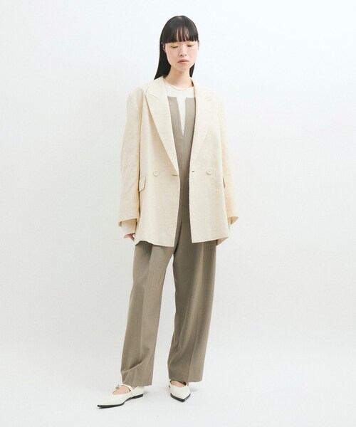 ADAM ET ROPE'（アダムエロペ）の「リネンMIXオーバージャケット（テーラードジャケット・レディース・キナリ/ベージュ・F）」の9枚目の写真