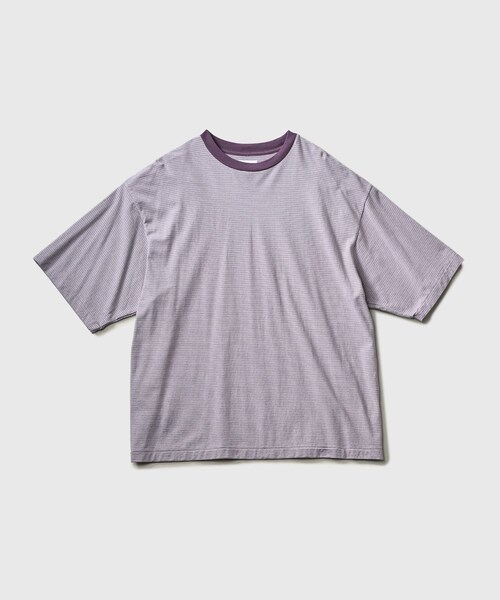 ADAM ET ROPE'（アダムエロペ）の「【KAPTAIN SUNSHINE/キャプテンサンシャイン】Hard Twisted Stripe Jersey Half-sleeve Tee（Tシャツ/カットソー・メンズ・グレー/ダークブラウン/パープル・3/4）」の7枚目の写真