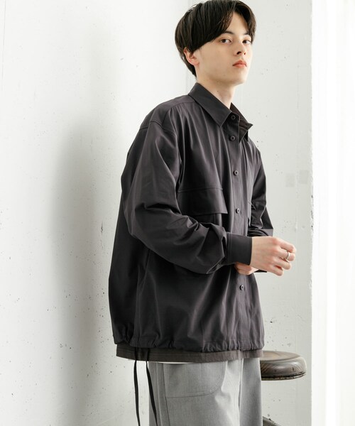 SENSE OF PLACE by URBAN RESEARCH(センスオブプレイスバイアーバンリサーチ)の「ドットメッシュダブルポケットロングスリーブシャツ(シャツ/ブラウス・メンズ・L.PINK/CHARCOAL/GREEN・M/L)」の8枚目の写真
