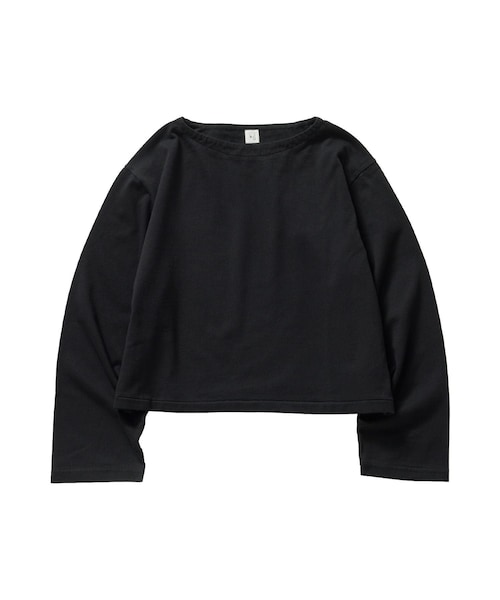bonjour records(ボンジュールレコーズ)の「blurhms ROOTSTOCK/ブラームス・ルーツストック Classic Short Basque Shirt(Tシャツ/カットソー・レディース・ブラック/グリーン・0/1)」の1枚目の写真