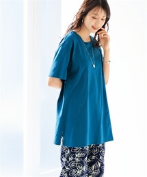 nissen | 綿100％汗染みしにくい５分袖チュニックＴシャツ＜大きいサイズ有＞(チュニック)