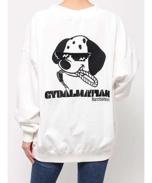 GYDA(ジェイダ)の「GYDALMATIAN Vネックスウェットトップス(スウェット・レディース・オフホワイト/チャコールグレー/ピンク・F)」の1枚目の写真