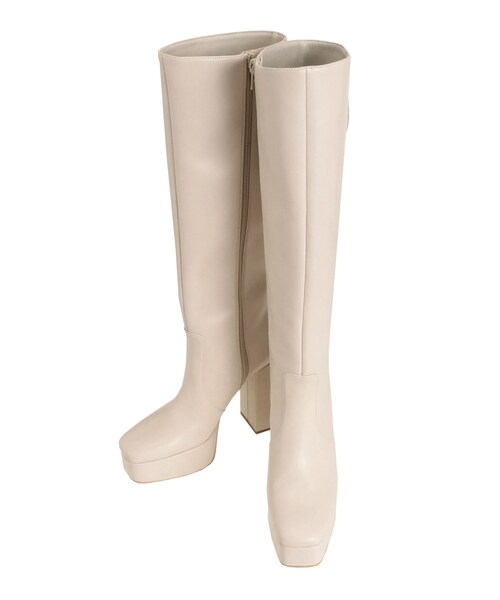 GYDA（ジェイダ）の「GYGY MOLDロングブーツ（ブーツ・レディース・アイボリー/ブラック・S/M/L）」の4枚目の写真