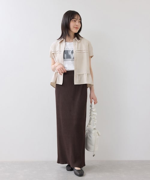 VIS（ビス）の「美easyリネンライクシャツブラウス/接触冷感・セットアップ対応（シャツ/ブラウス・レディース・キナリ/ネイビー/サックス・F）」の5枚目の写真