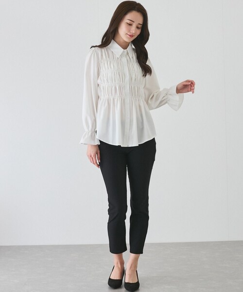 Jayro（ジャイロ）の「ギャザーブラウス　（シャツ/ブラウス・レディース・ブラック/ホワイト/ブルー・F）」の8枚目の写真