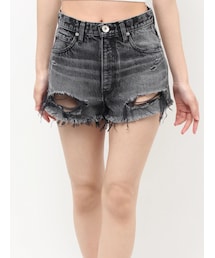 GYDA | ハイウエストBACK RIPPEDデニムショートパンツ(デニムパンツ)