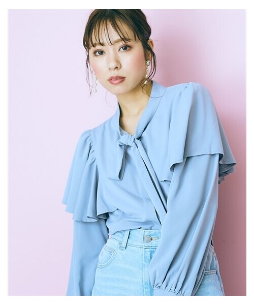 nissen（ニッセン）の「大きいサイズ　フリルボータイブラウス marun（シャツ/ブラウス・レディース・オフホワイト/ピンク/サックスブルー・L/LL/3L/4L/5L/6L/8L/10L）」の14枚目の写真