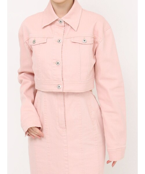 RESEXXY（リゼクシー）の「デニムショートジャケット【セットアップ着用可能】（デニムジャケット・レディース・ピンク/アイスブルー/インディゴ・F）」の3枚目の写真