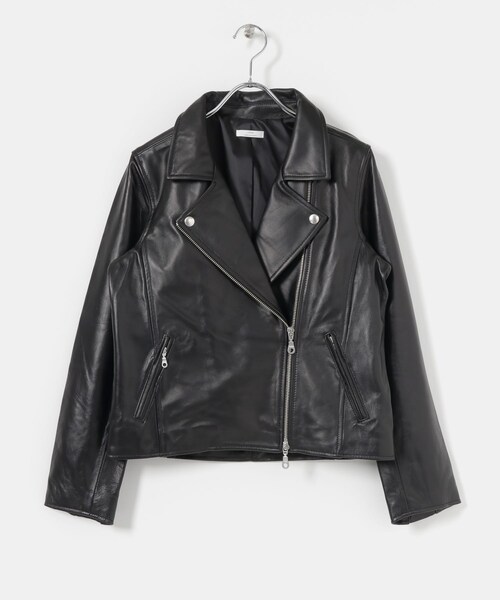 ITEMS URBANRESEARCH（アイテムズ アーバンリサーチ）の「【販売中止】ラムレザーダブルライダースジャケット（ライダースジャケット・レディース・BLK/MOC・S/M）」の4枚目の写真
