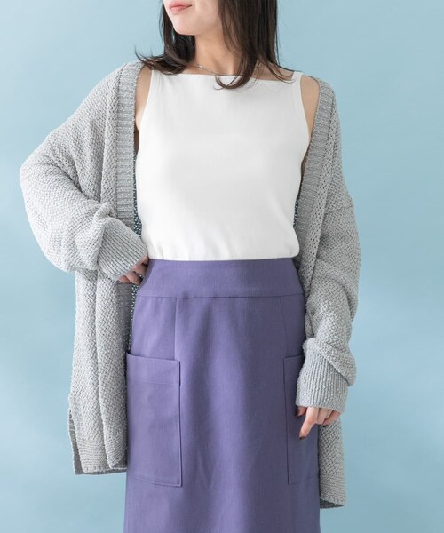 URBAN RESEARCH ROSSO（アーバンリサーチロッソ）の「透かし編みミドルカーディガン（カーディガン/ボレロ・レディース・gray/camel・FREE）」の3枚目の写真