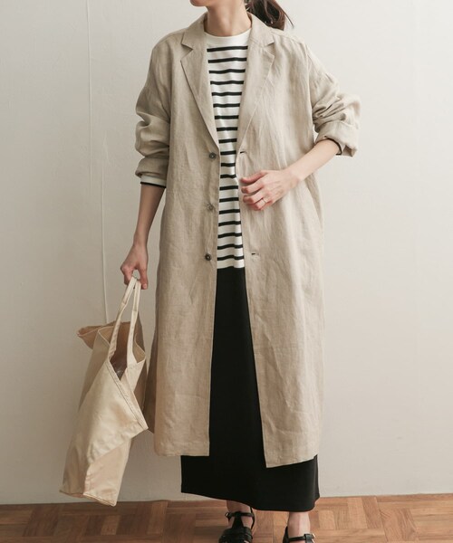 URBAN RESEARCH DOORS(アーバンリサーチドアーズ)の「リネンワイドチェスターコート(チェスターコート・レディース・NATURAL/BLUE・1)」の9枚目の写真