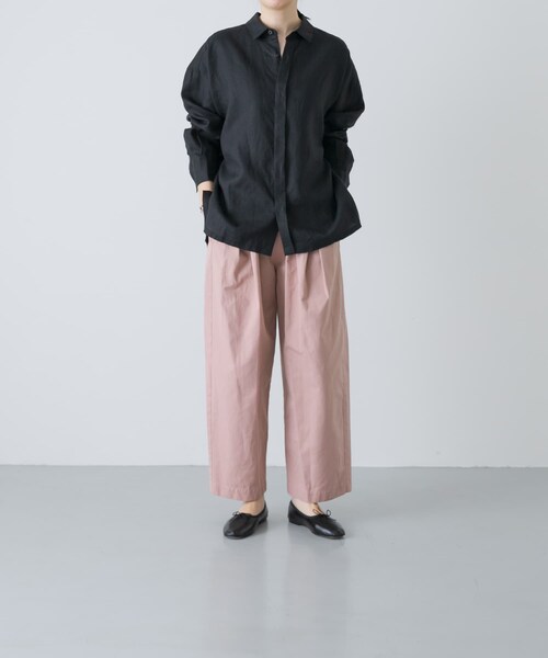 かぐれ（カグレ）の「リネンレギュラーボックスシャツ（シャツ/ブラウス・レディース・OFF/YELLOW/BLACK・Free）」の21枚目の写真